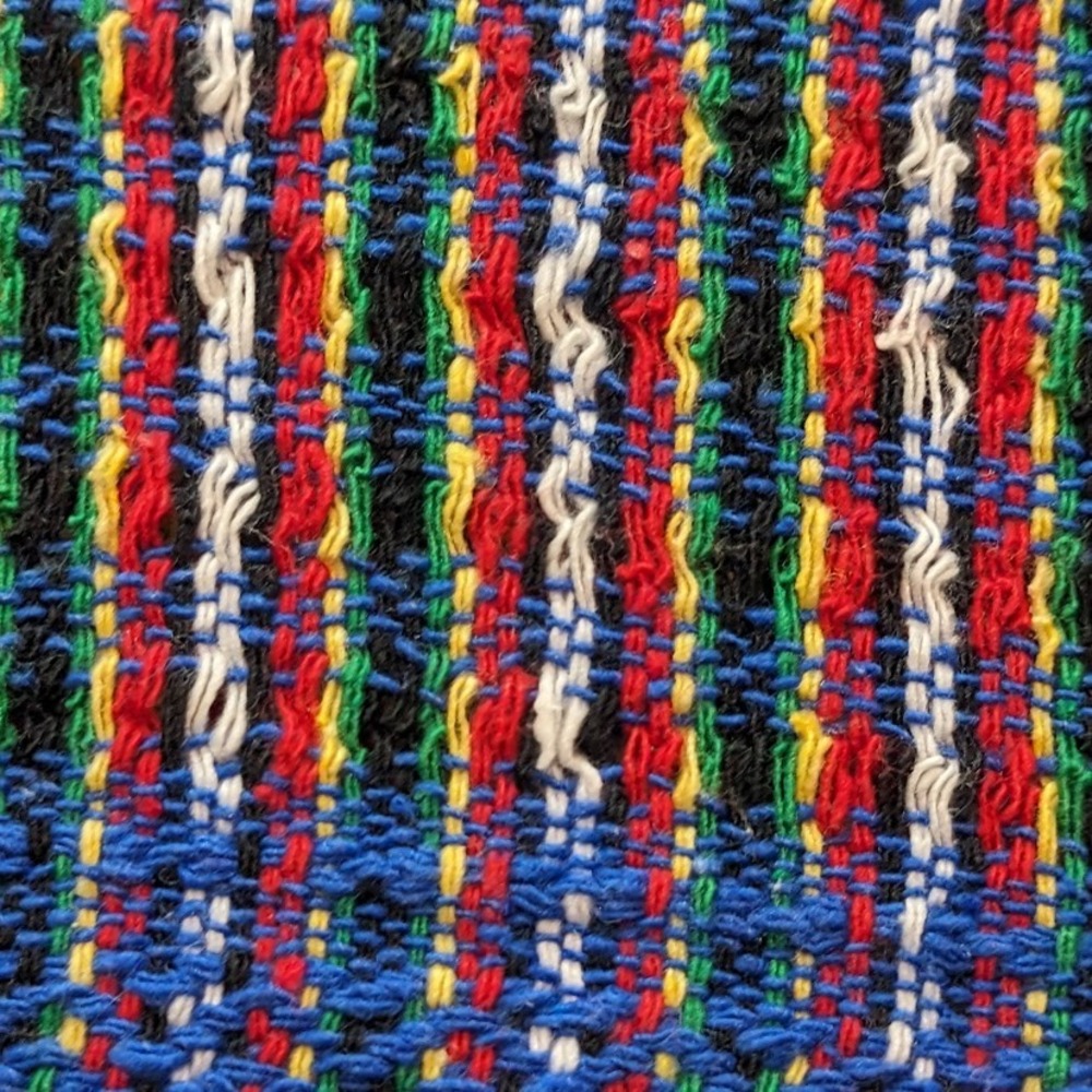Vintage Handwoven Striped Poncho Top Boho Fringe Multi Color Sleeveless Boxy - Picture 3 of 10